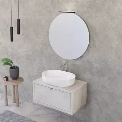 Mobile bagno sospeso INBAGNO grigio opaco con ante soft-close e illuminazione LED Larghezza: 80 cm – 1
