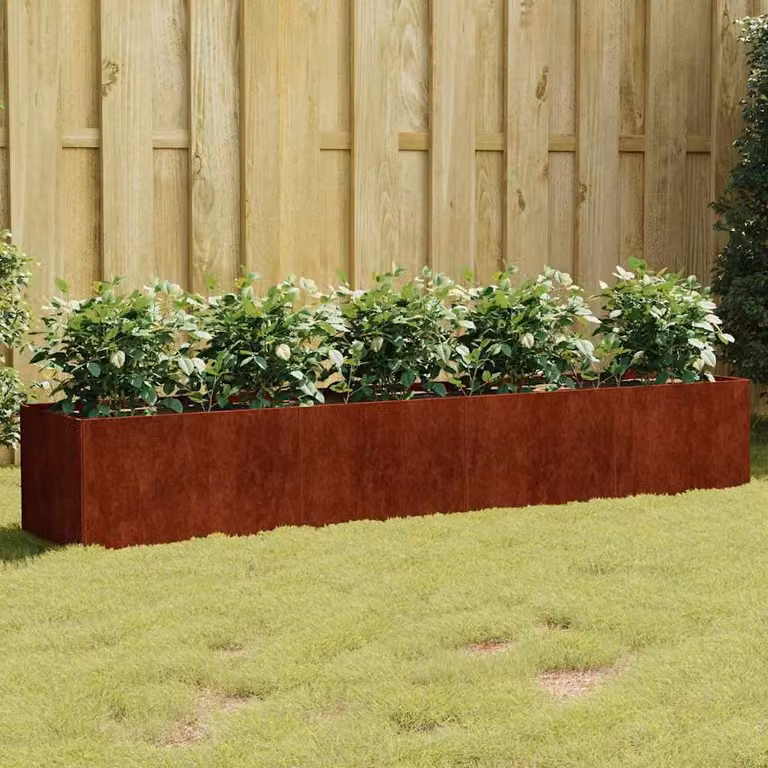 Fioriera Rialzata da Giardino vidaXL in Acciaio Corten Marrone L/P/H: 200 x 40 x 40 cm