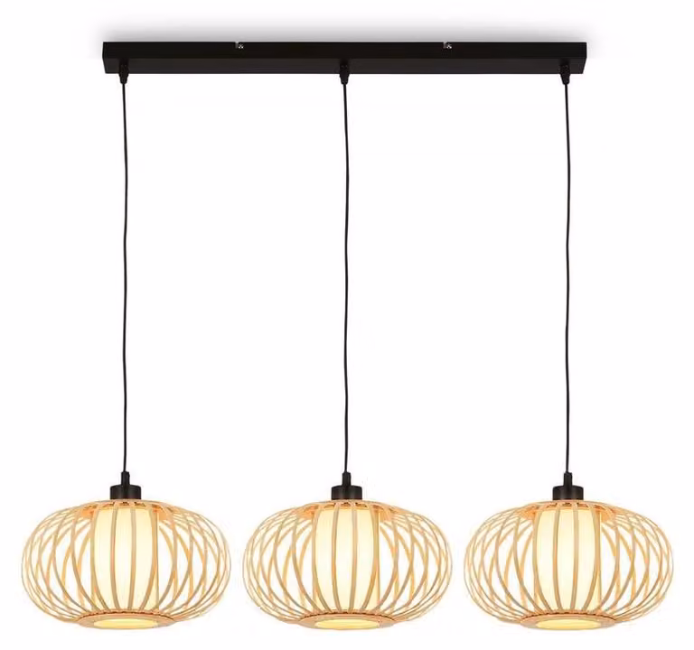 Lampada a sospensione, bambù naturale, escl. 3xE27/max.10W