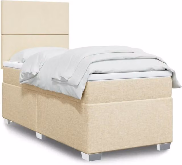 Letto Ibrido con Materasso vidaXL in Tessuto Beige e Bianco L/P/H: 200 x 90 x 150,5 cm