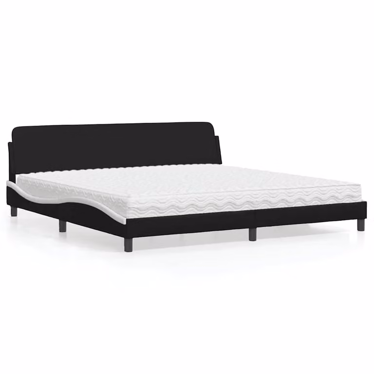 Letto con Materasso Dover vidaXL in Similpelle Nero e Bianco L/P/H: 200 x 200 cm