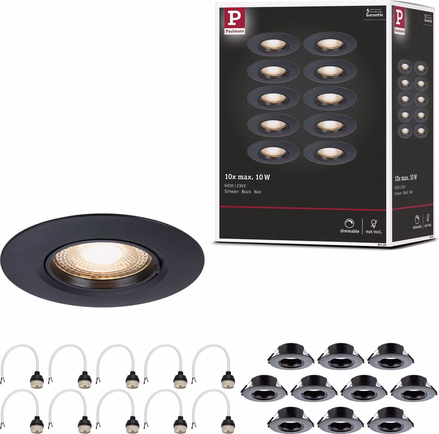 Set di 10 apparecchi da incasso Paulmann rigidi