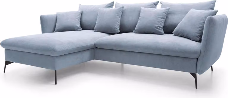 FURNLUX Divano angolare Viton Azzurro e Nero 258 cm / Colore principale: Blu / Dimensioni: 258 x 91 x 167 cm