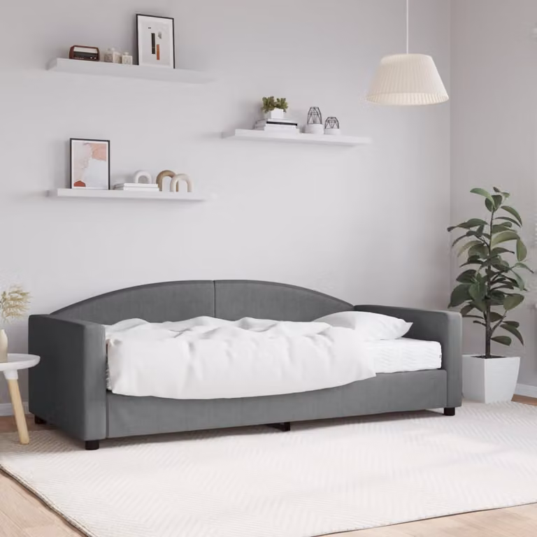 vidaXL Divano Letto Moderno con Materasso in Tessuto Grigio 90x190 cm