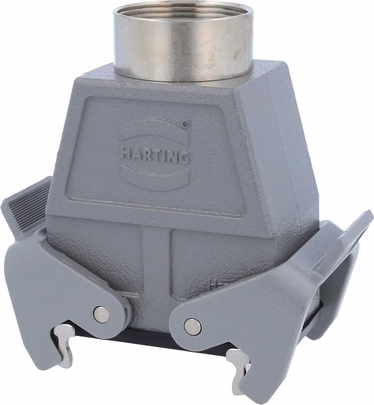 HARTING Han 10B Alloggiamento connettore alto, 1xPG29 uscita cavo diritta, con 2 staffe trasversali Vite di fissaggio PG29 Area di serraggio