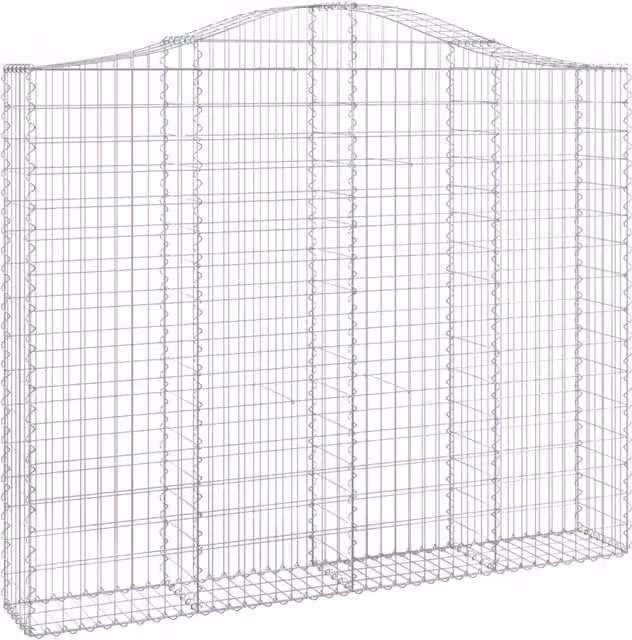 Set di 2 cesti per gabioni ad arco da giardino 200 x 30 x 160/180 cm decorativi in ferro zincato argento 02_0055266