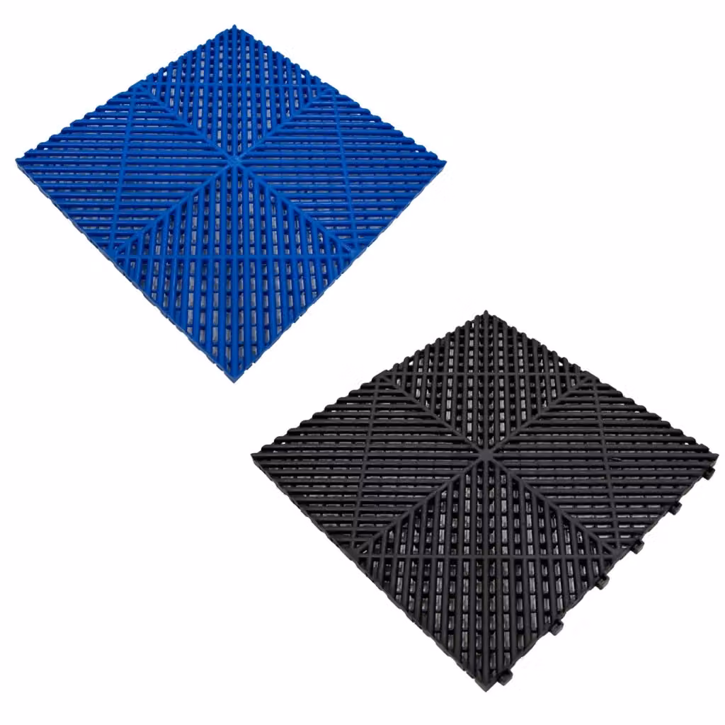 Piastrelle ventilate moderne Monster Shop in plastica blu e nero antiscivolo per garage e officine – 2