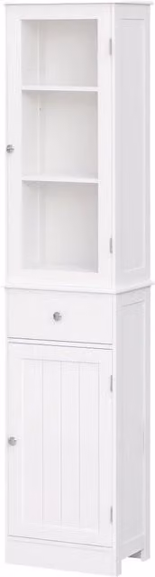 Mobile Colonna Bagno Xylo Bianco con Cassetto e Ripiani Regolabili L/P/H: 40 x 27 x 171,5 cm