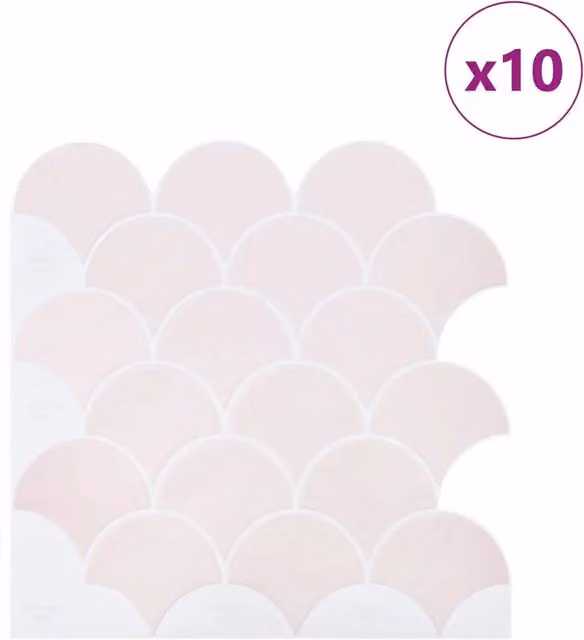 Set di 50 piastrelle a scaglie di pesce DESIGN IN in plastica, colore rosa chiaro, 30 x 30 cm, CFW1510246