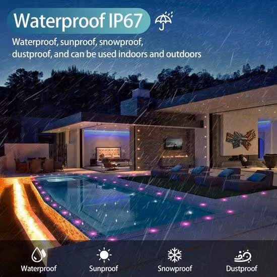 Set di luci LED per interni ed esterni, confezione da 10 pezzi, grado di protezione IP67, resistente all'acqua, adatto per uso interno ed esterno