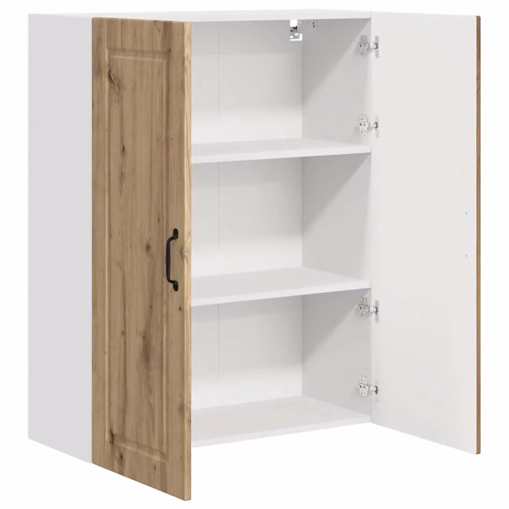 Pensile da cucina moderno HELLOSHOP26 in legno di rovere marrone con ripiani interni e ante a battente L 80 cm x P 31 cm x H 100 cm – 2