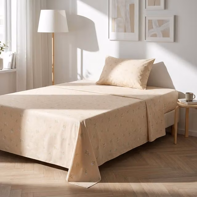 Completo letto 1 piazza e mezza fiorellini beige