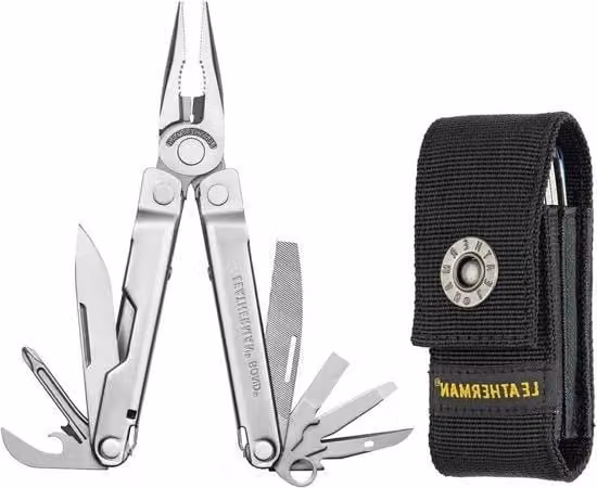 Multitool Bond con 14 strumenti in acciaio inox argento, ideale per campeggio e attività all'aperto