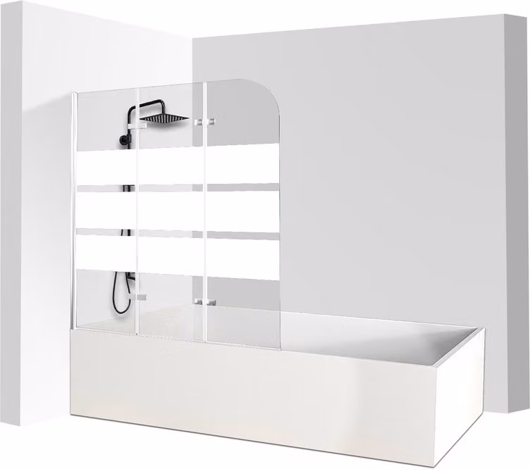 Jopassy bagno allegato cabina doccia schermo pieghevole vasca da bagno doccia schermo in vetro 6 mm NANO Easy Clean 180 ° ESG vetro trasparente 3 pezzi pieghevole 120 * 140 cm bianco