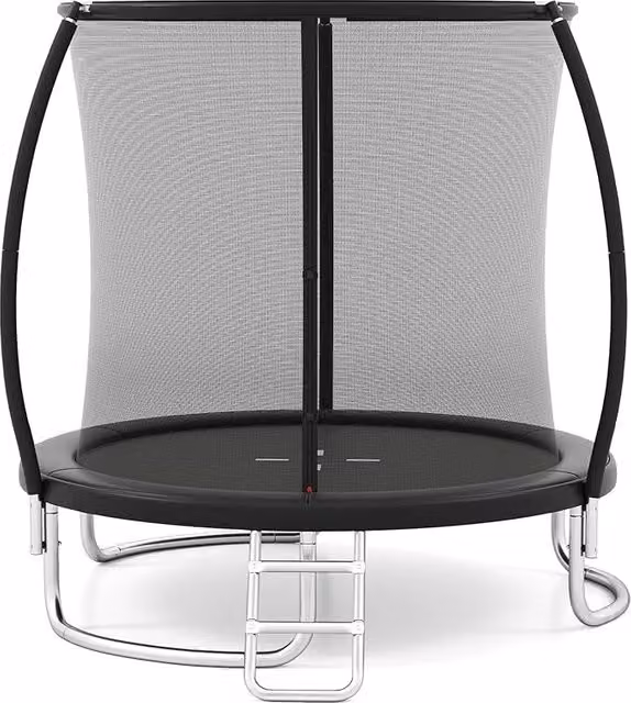 Trampolino Elastico Costway per Bambini e Adulti con Rete di Sicurezza, Scala e Telaio in Acciaio Zincato Antiruggine, Disponibile in Nero, Arancione o Verde