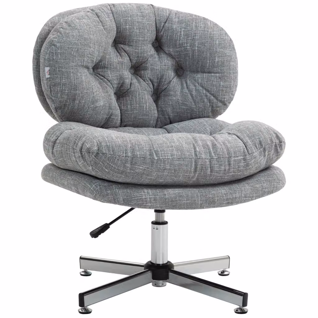 Sedia da Ufficio Girevole Moderna in Tessuto Grigio con Ruote per Home Office – 2