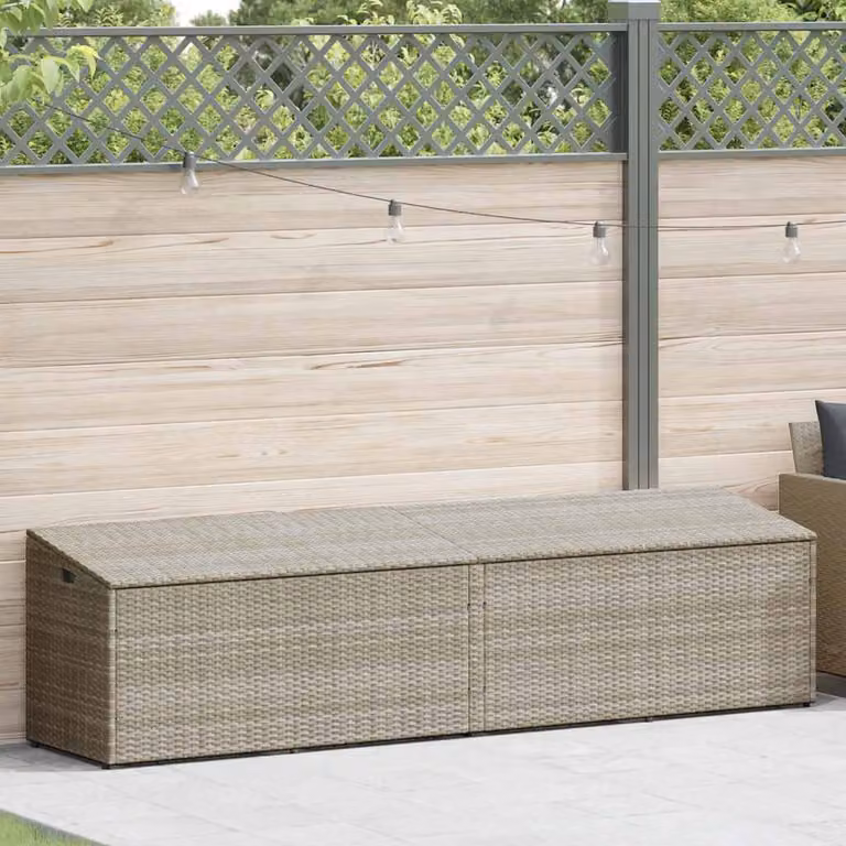 vidaXL Baule da Giardino Grigio Chiaro 220x50x58 cm in Polyrattan