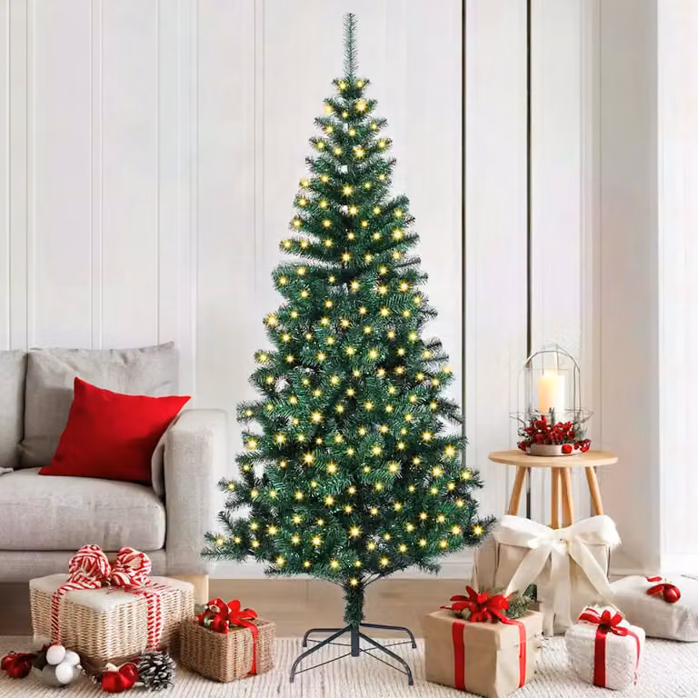 vidaXL Albero di Natale artificiale con luci integrate Verde 180 cm