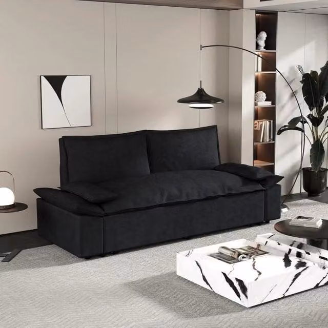 Divano letto Belly 2 posti colore nero 185x85x85H