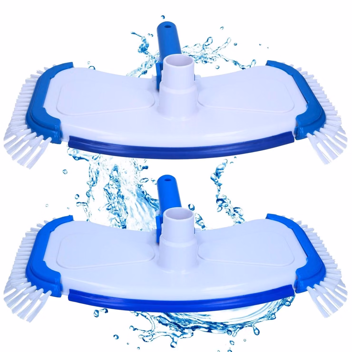 Spazzola per piscina Pulitore per fondo - 32/38 mm - Set da 2 pezzi - Blu e bianco