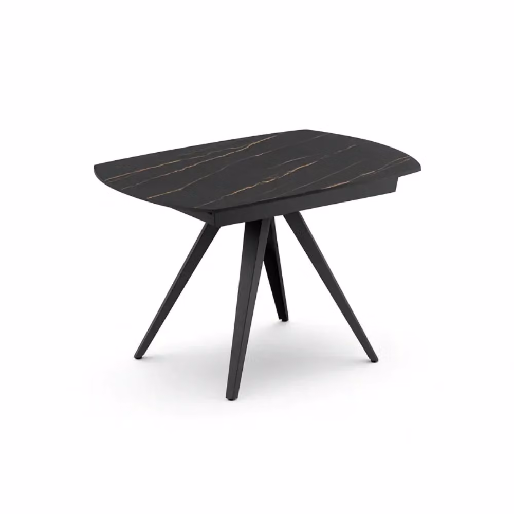 Tavolo da pranzo allungabile Spin Duzzle in ceramica effetto marmo nero opaco, L: 140-200 cm, P: 90 cm, H: 75 cm – 2