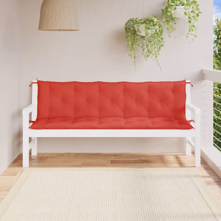 Set di 2 cuscini per panca vidaXL rossi in tessuto Oxford idrorepellente L 180 cm x P 50 cm x H 7 cm