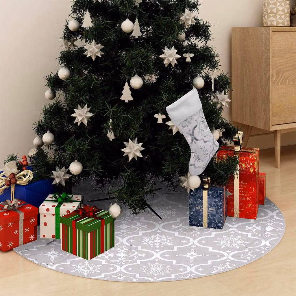 Maison Exclusive - Gonna Albero Natale Raffinata con Calza Bianca Tessuto 90 cm
