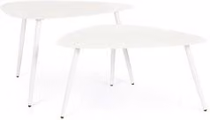Set di 2 tavolini da esterno YVONNE in metallo bianco con forma organica e finitura opaca