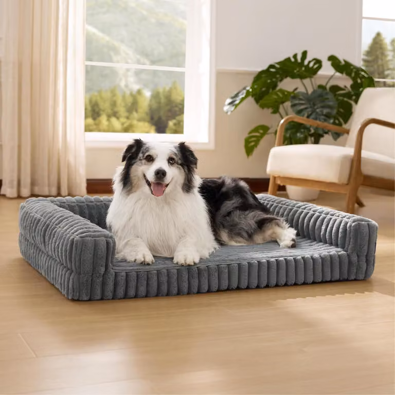 Cuccia ortopedica per cani, 106 x 76 x 18 cm, grigia, con cuscino di supporto