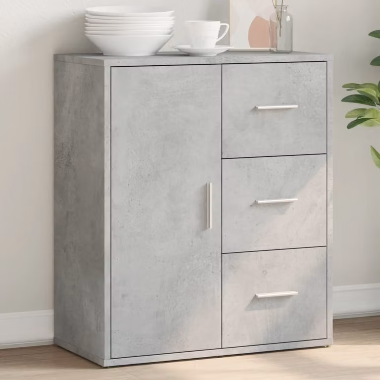Credenza moderna vidaXL in legno e MDF Grigio, sospesa a parete, L: 60 cm, P: 31 cm, H: 70 cm