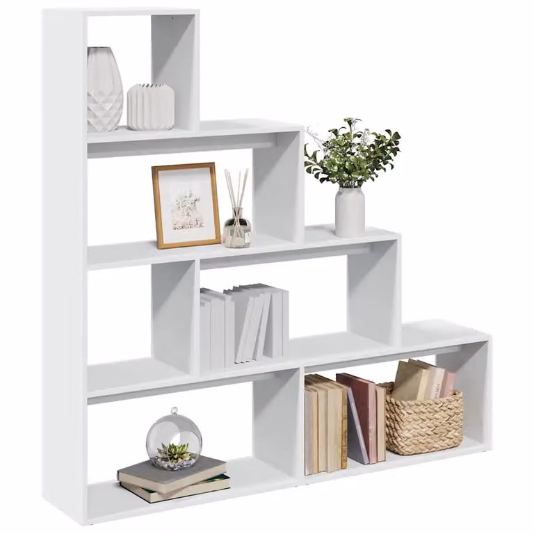 Libreria Divisorio a Scala vidaXL con 4 Ripiani, Bianca, L 143,5 cm x P 29 cm x H 143,5 cm