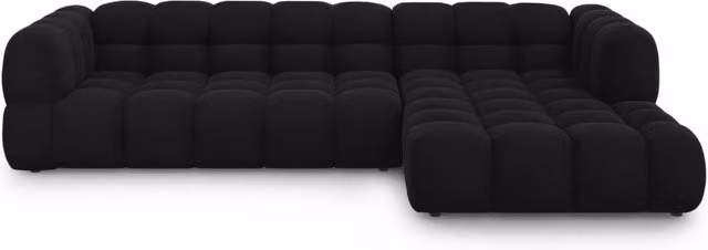 Divano angolare modulare Sky Cosmopolitan Design a 4 posti in velluto nero con orientamento destro L/P/H: 300 x 132 x 75 cm