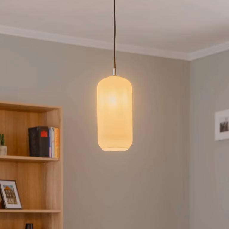 Lampada a sospensione in vetro Kaja Argon, dimmerabile, Bianco / Opale, Soggiorno / Sala da pranzo, Vetro, Moderno, Lampada a sospensione