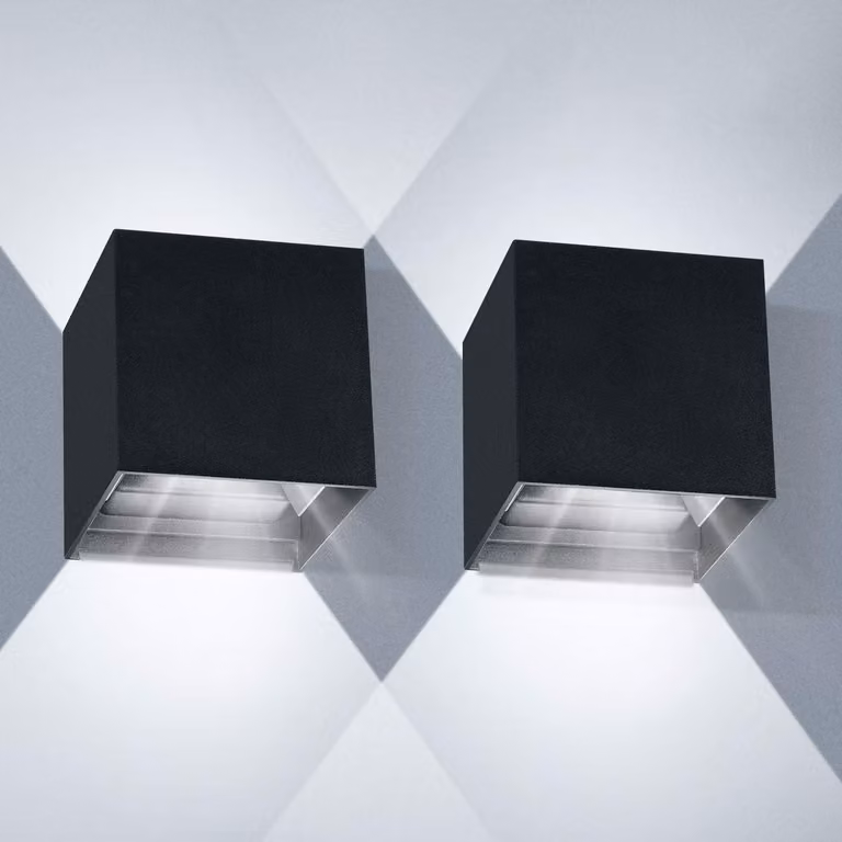 Lampade a LED da parete, set da 2, 20W, luce bianca fredda, 6000K, grado di protezione IP65