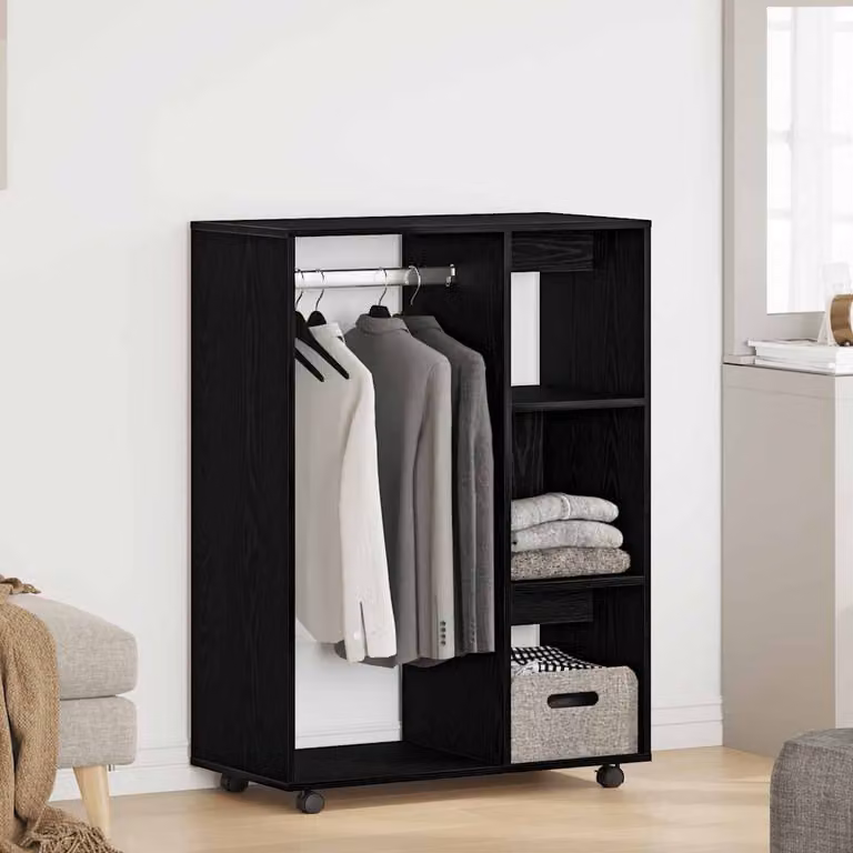 Armadio moderno vidaXL in legno MDF nero con cassetti integrati e ripiani, L: 80 cm, P: 40 cm, H: 110 cm