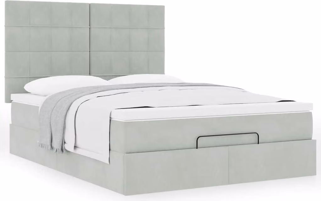 Struttura Letto Pouf con Materassi 140x190 cm Velluto