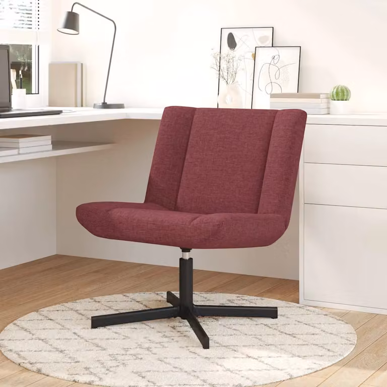 Sedia girevole vidaXL in tessuto Rosso Vino L: 63 cm, P: 75 cm, H: 76 cm