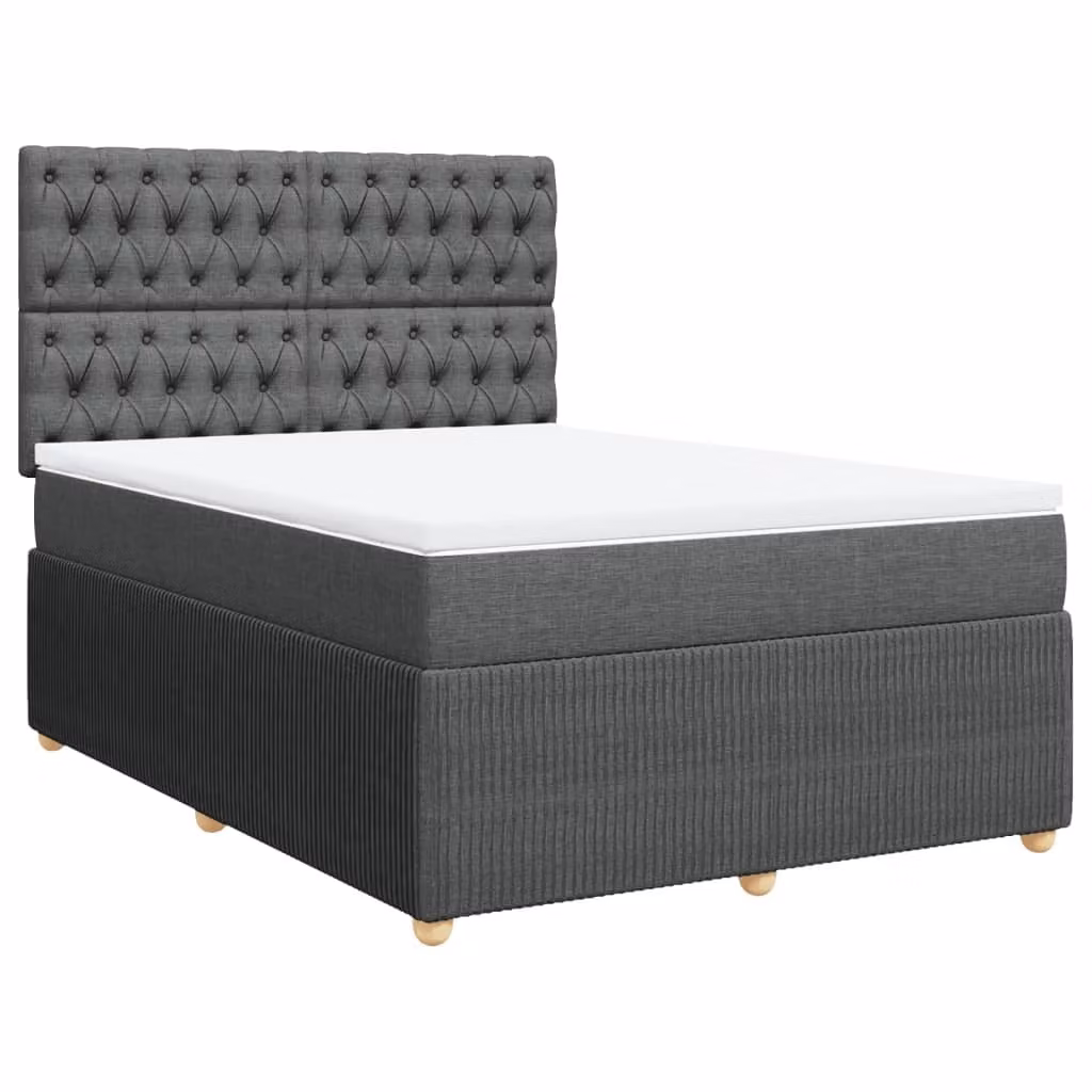 Giroletto a Molle con Materasso Grigio Scuro 160x200 cm Tessuto