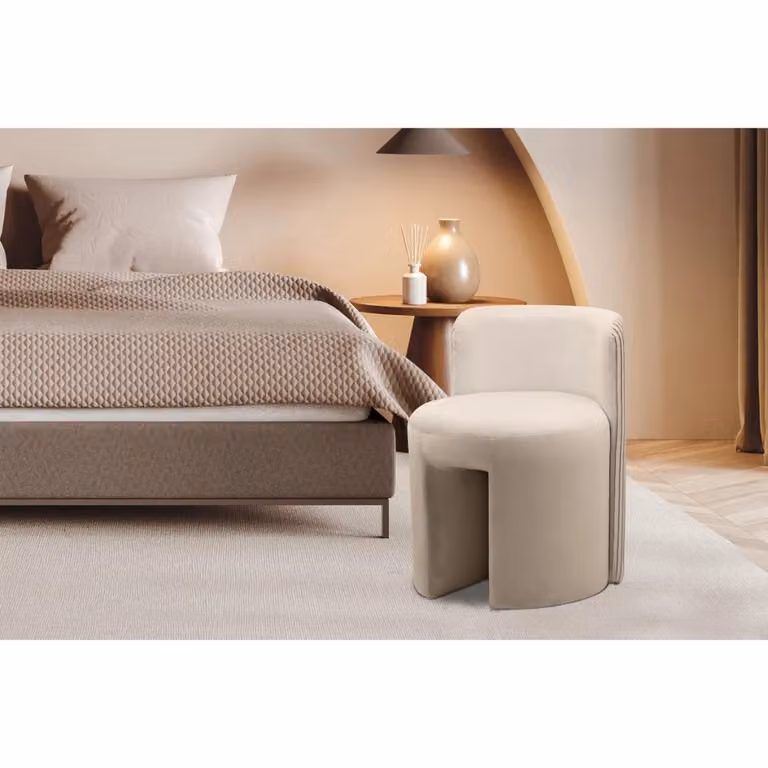 Pouf curvo Curvy in velluto rosa antico con schienale KENDRA HOME