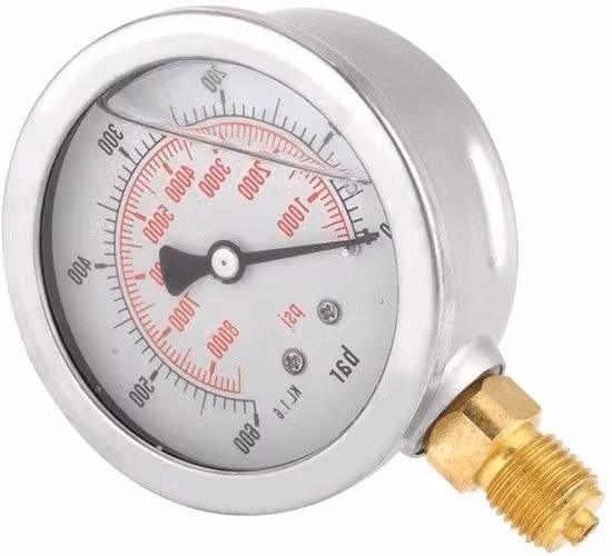Manometro idraulico 63 mm G 1/4 NPT a doppia scala