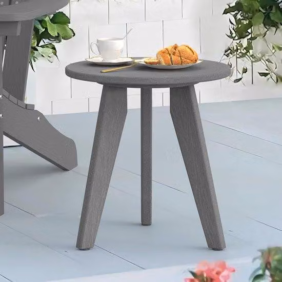 Tavolino rotondo grigio, ideale per il soggiorno e il giardino