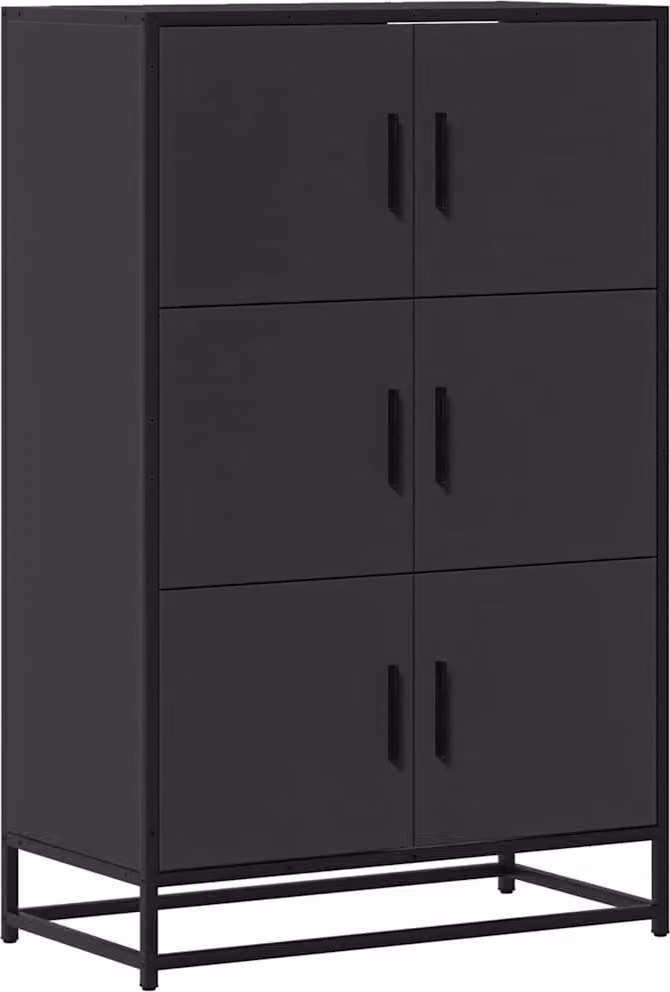 Credenza Nera 68x35x106,5 cm Legno Multistrato Metallo