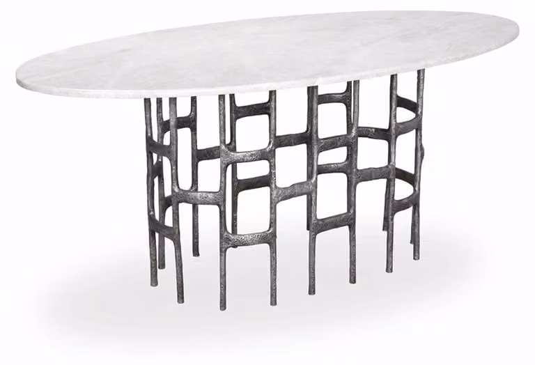 Casa Padrino tavolo da pranzo in alluminio con piano in marmo bianco / argento antico 200 cm - Mobili per la sala da pranzo