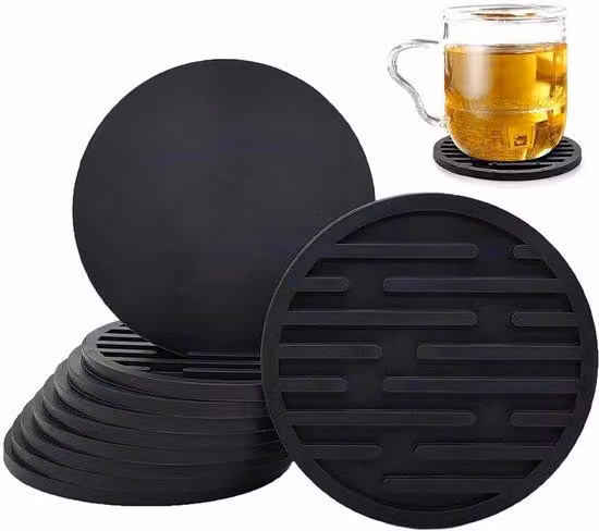 Sottopiatti in silicone a forma di calotta di vetro - Set da 10 pezzi - Sottopiatti rotondi - Resistenti al calore - Design a forma di cratere vulcanico - Antiscivolo - Resistenti alle macchie - Sottopiatti semplici