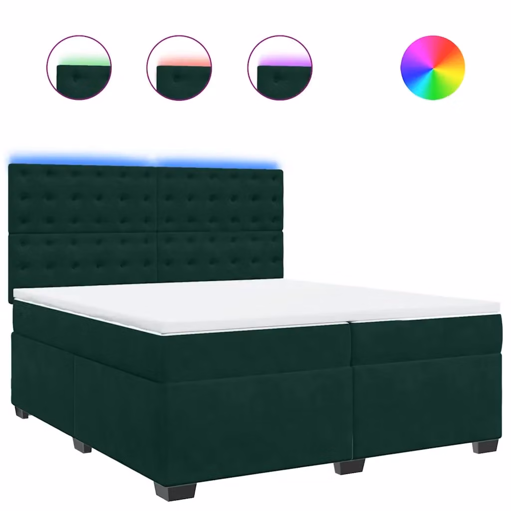 Letto Ibrido con Materasso vidaXL in Velluto Verde Scuro e Bianco L/P: 200 x 200 cm – 2