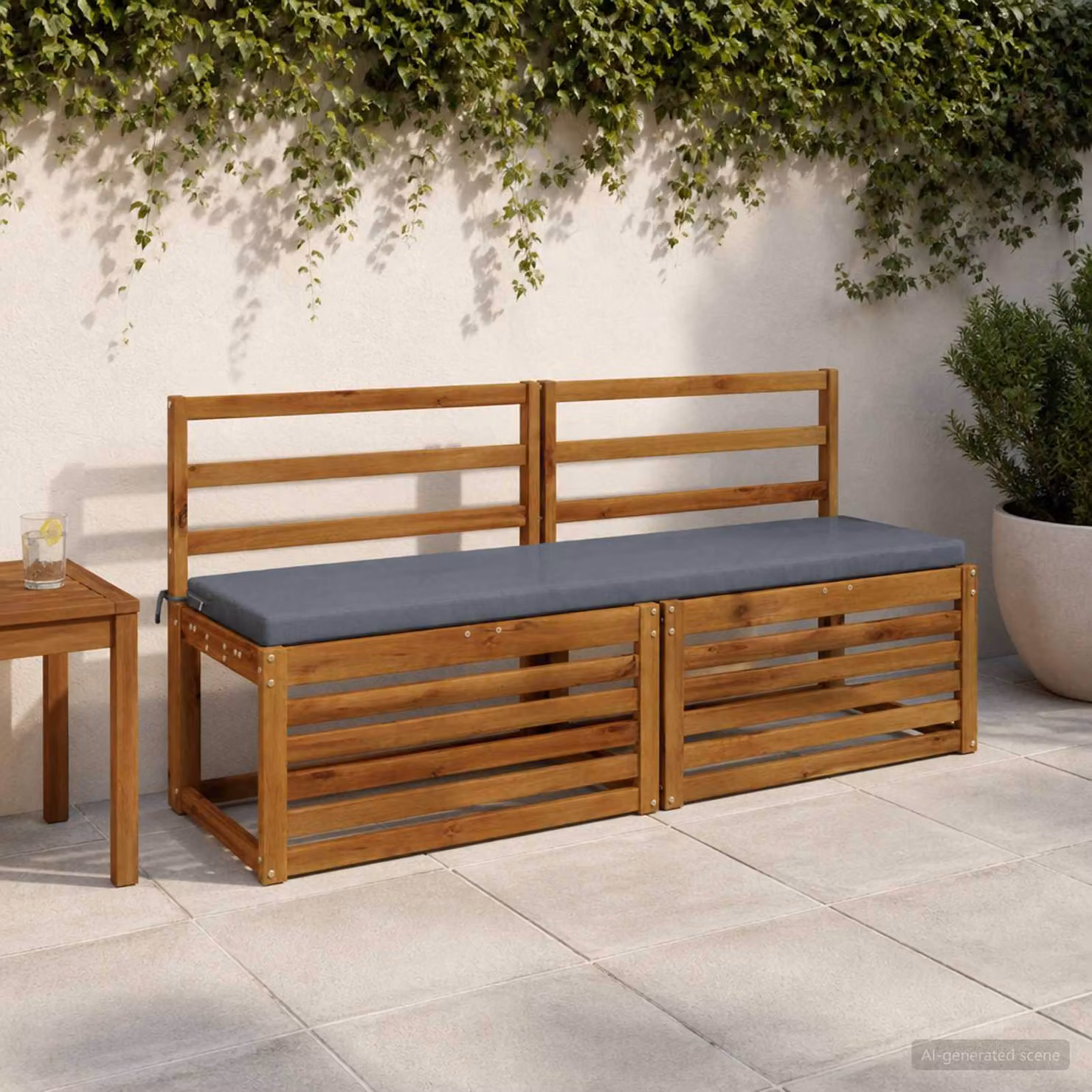 Cuscino per panchina vidaXL SOEST in poliestere blu e grigio con rivestimento rimovibile e resistenza ai raggi UV L/P/H: 160 x 40 x 5 cm