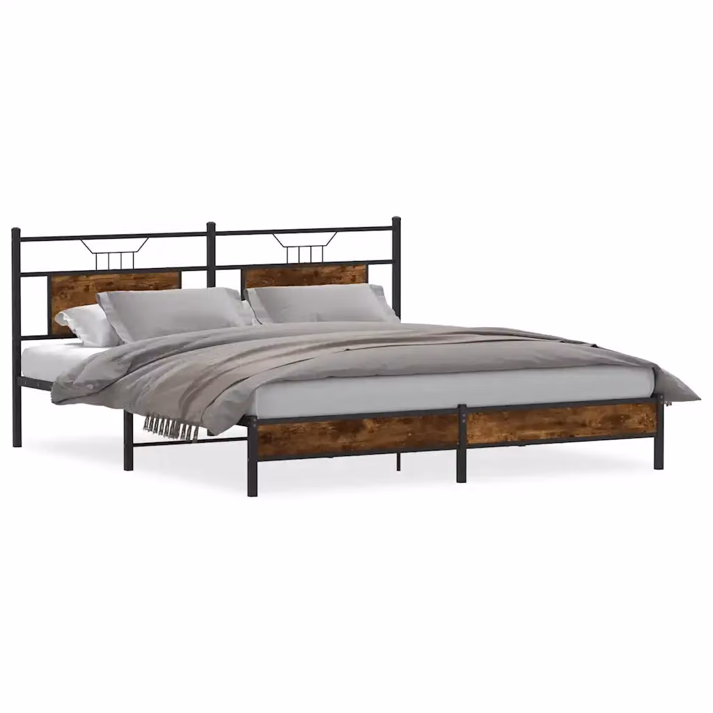 Giroletto senza materasso vidaXL in rovere fumo e metallo L: 188 cm, P: 219 cm – 2