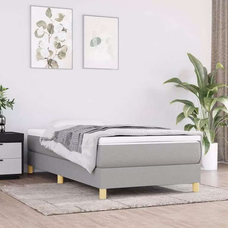vidaXL Struttura Letto a Rete con Doghe Arcuate in Tessuto Grigio, L 100 x P 200 cm