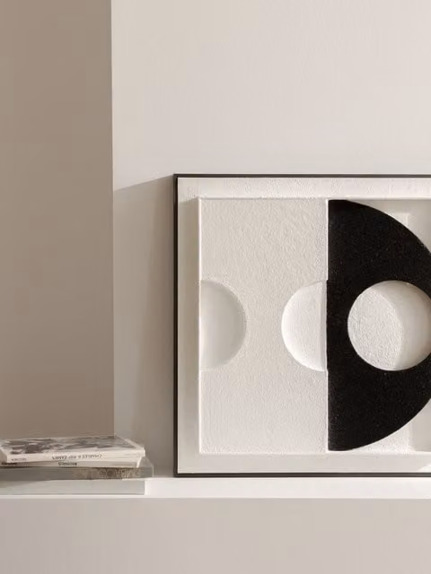 Quadro astratto moderno Aye di Kenay Home, design grafico in bianco e nero, L: 60 cm, P: 60 cm, H: 60 cm