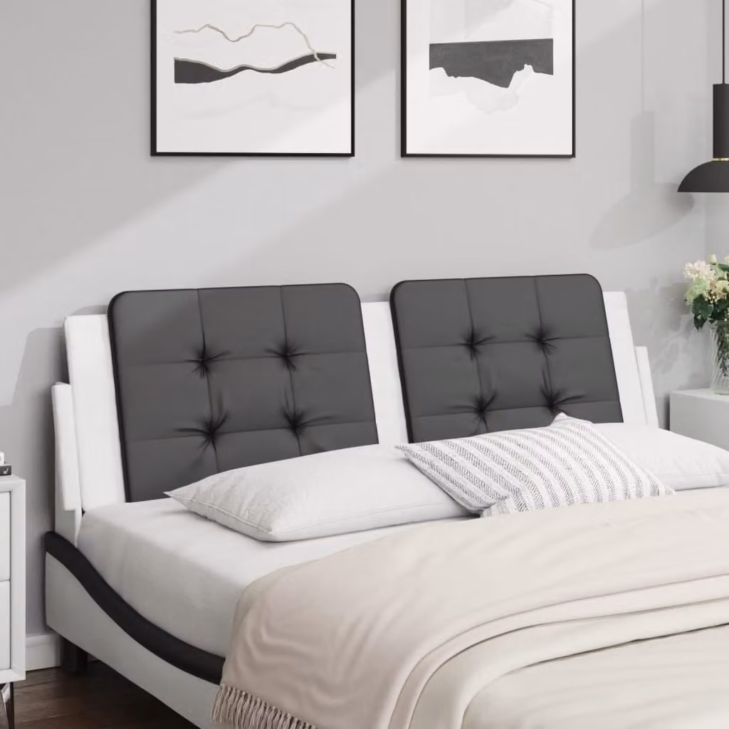 vidaXL Cuscino Testiera Zadar in Similpelle Nero e Bianco, Larghezza: 160 cm